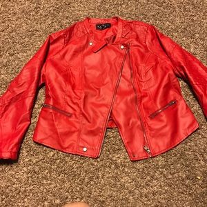 Red Faux Leather Jacket